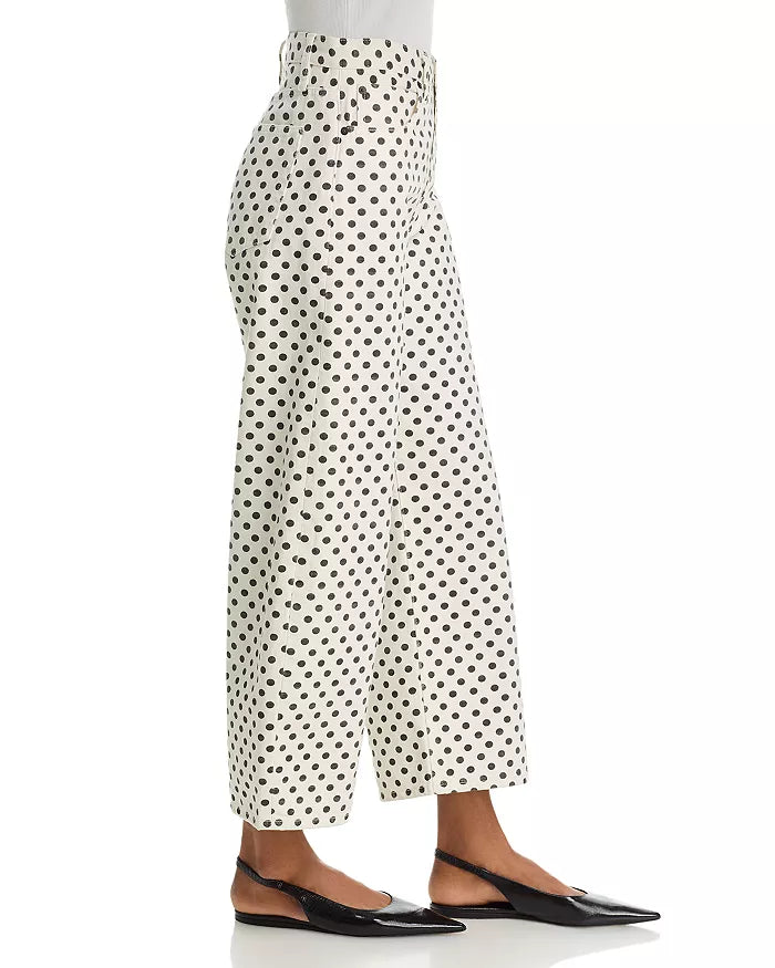 The Bow High Rise Crop Jeans in White Polka Dot
