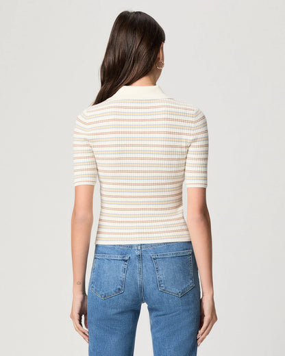 Summit Top in White Multi Stripe