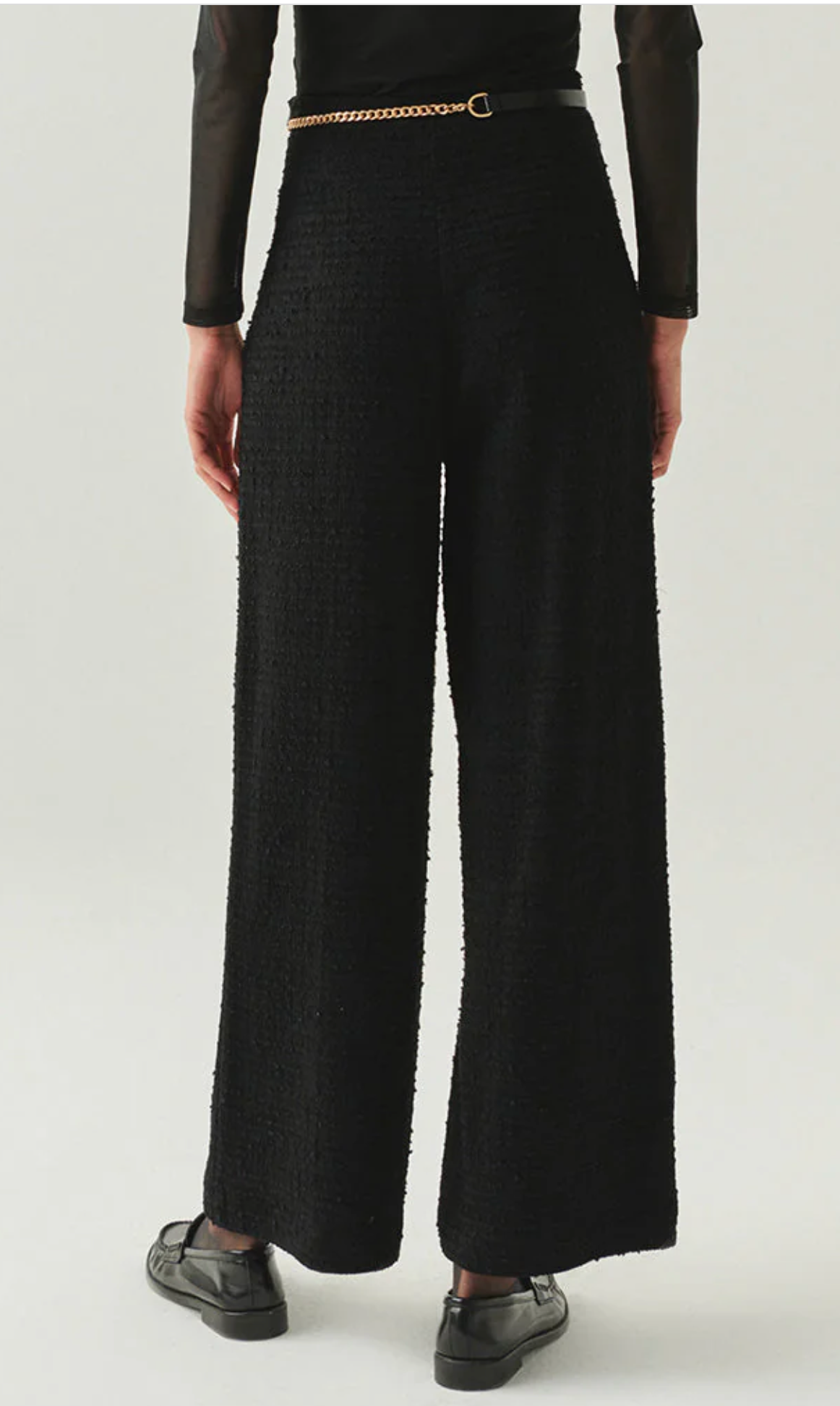 Yamileth Black Textured Zip-Waist Pocketed Pants