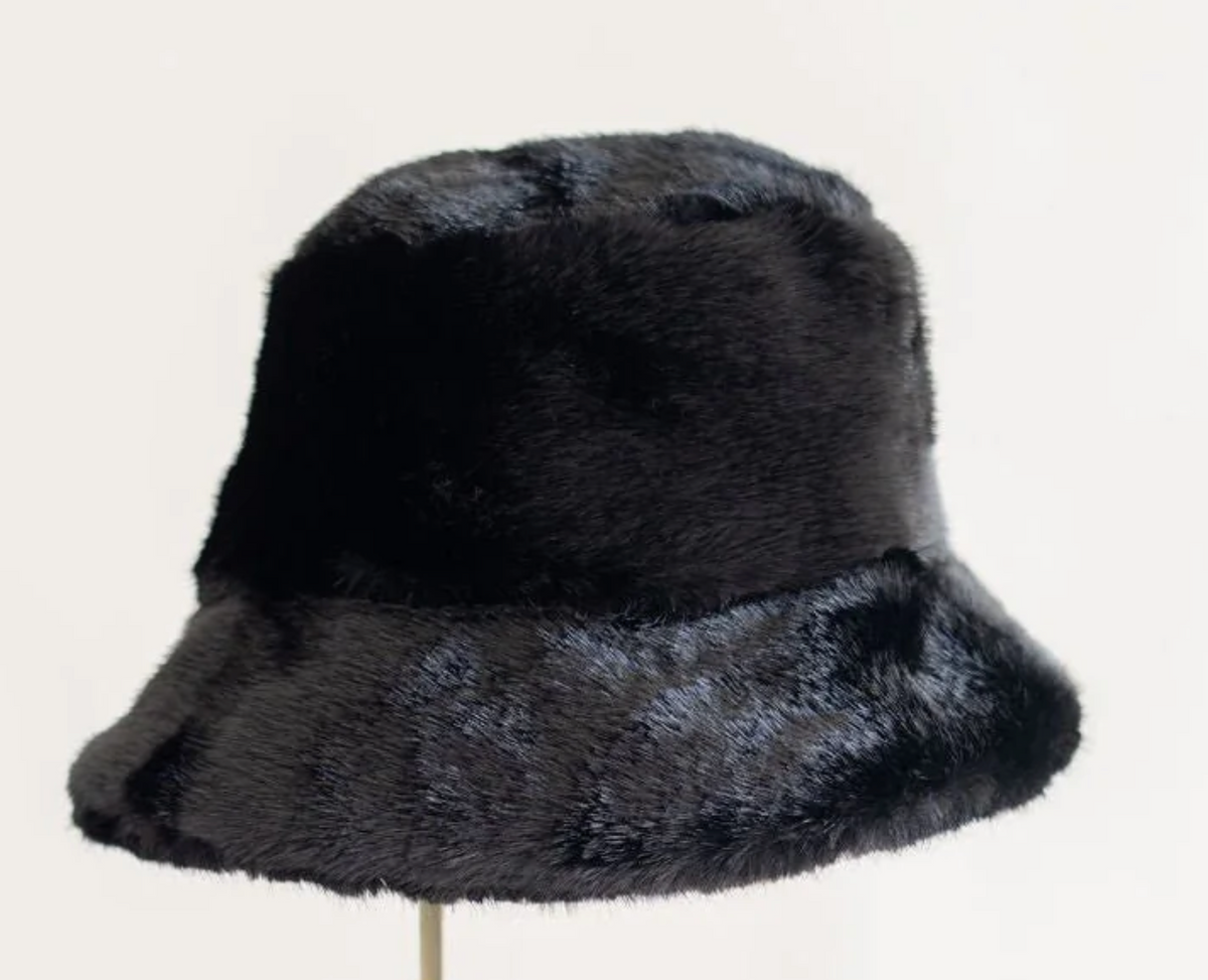Black Faux Fur Hat