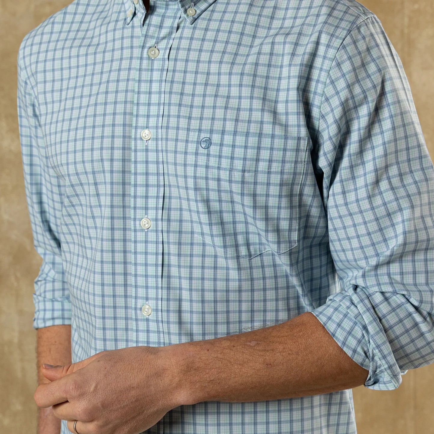 Performance Poplin Sport Shirt in Seafoam Green