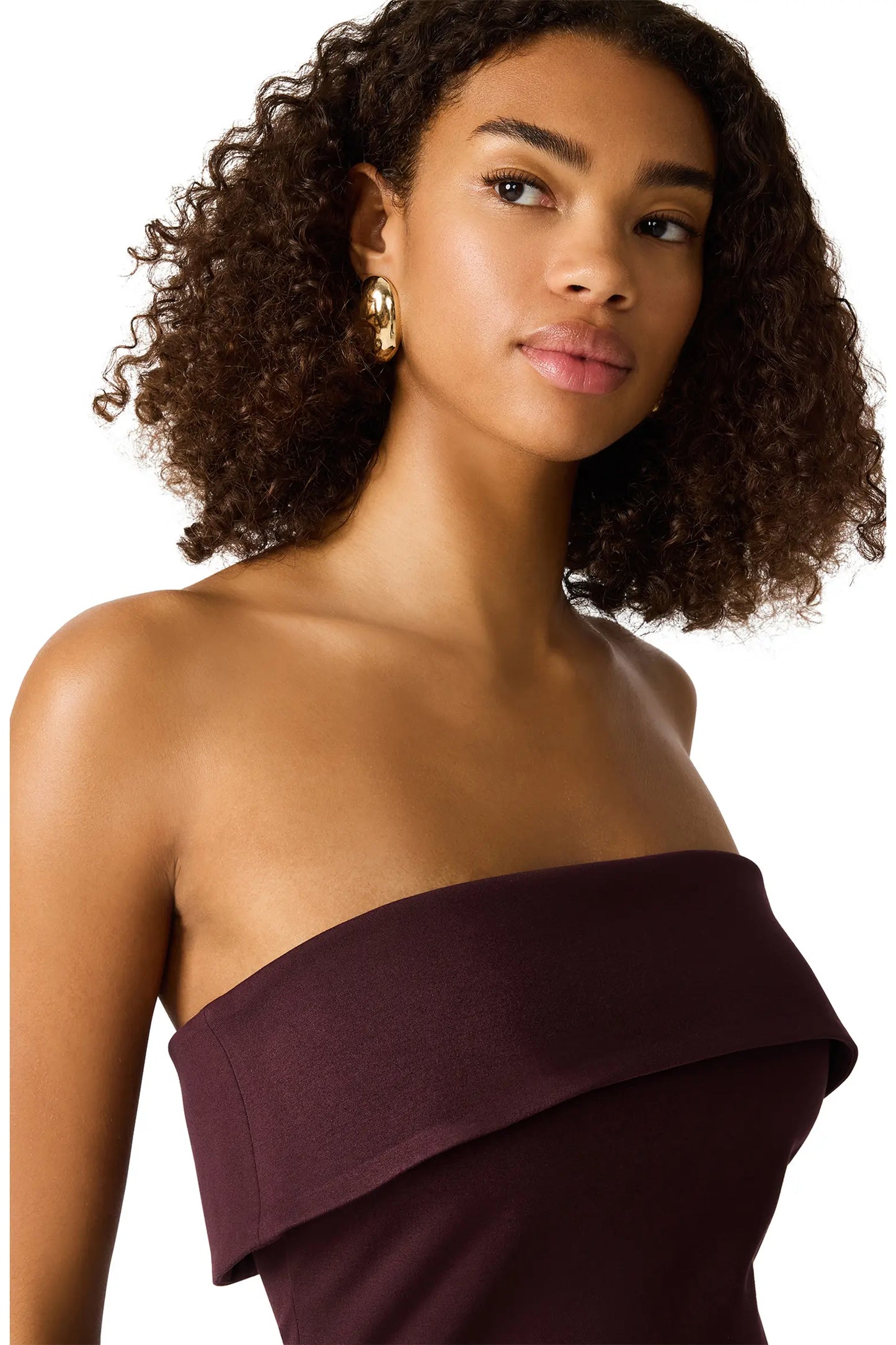 Roslynn Strapless Midi Dress in Chocolate
