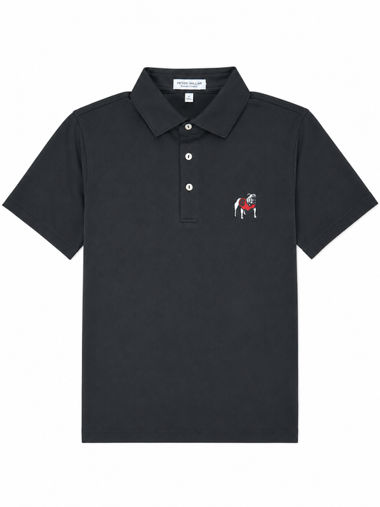 Georgia Standing Bulldog Solid Performance Jersey Polo in Black