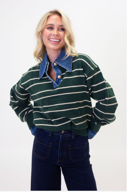 Karlie Denim Collar Sweater