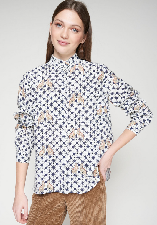 White Shirt With Leopard and Star Print