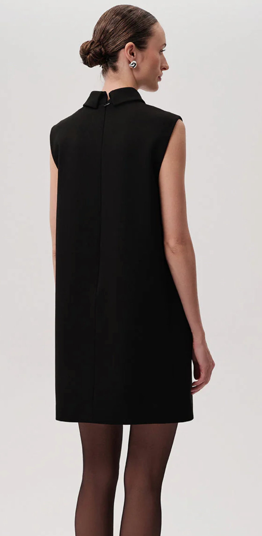 Embry Black Sleeveless Shirt Collar Dress