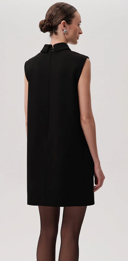 Embry Black Sleeveless Shirt Collar Dress