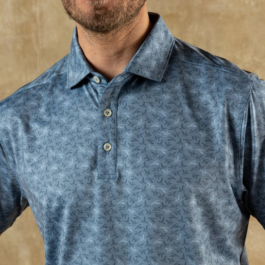 Longdrive Performance Polo in Chambray Blue