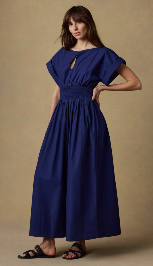 Coastal Poplin Elia Smocked Dress