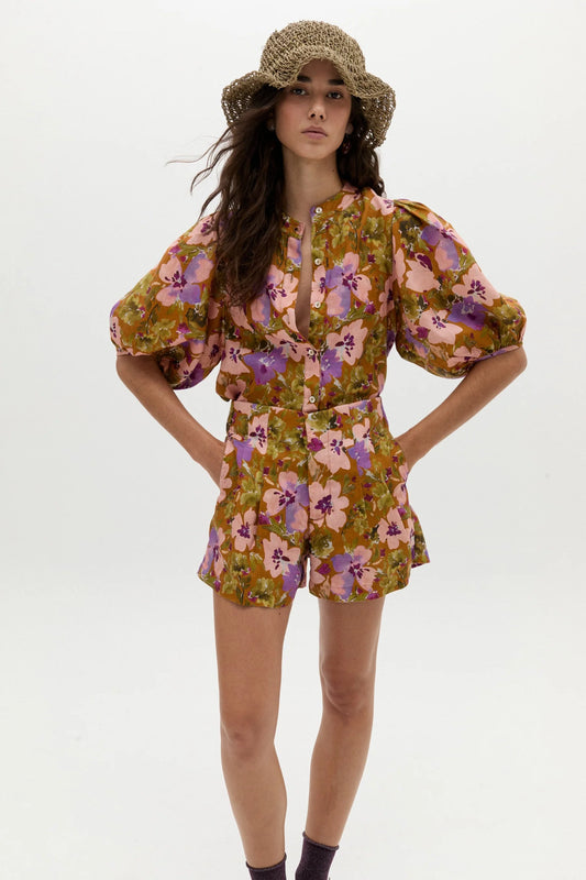 Bubble Linen Shirt in Marly Print
