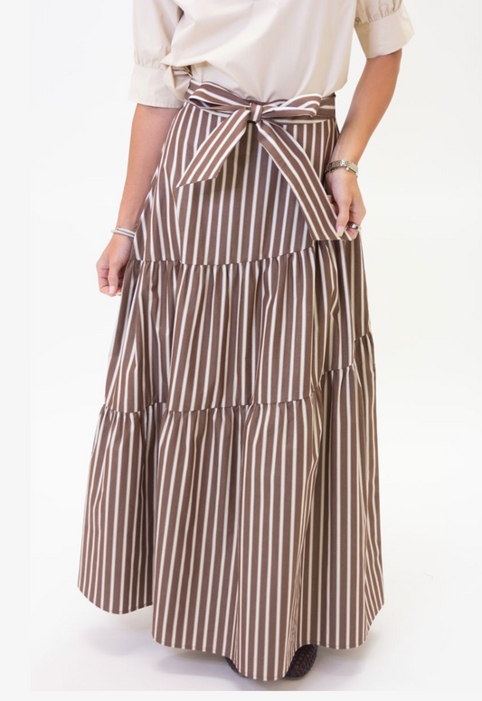 Karlie Stripe Tie Maxi Skirt