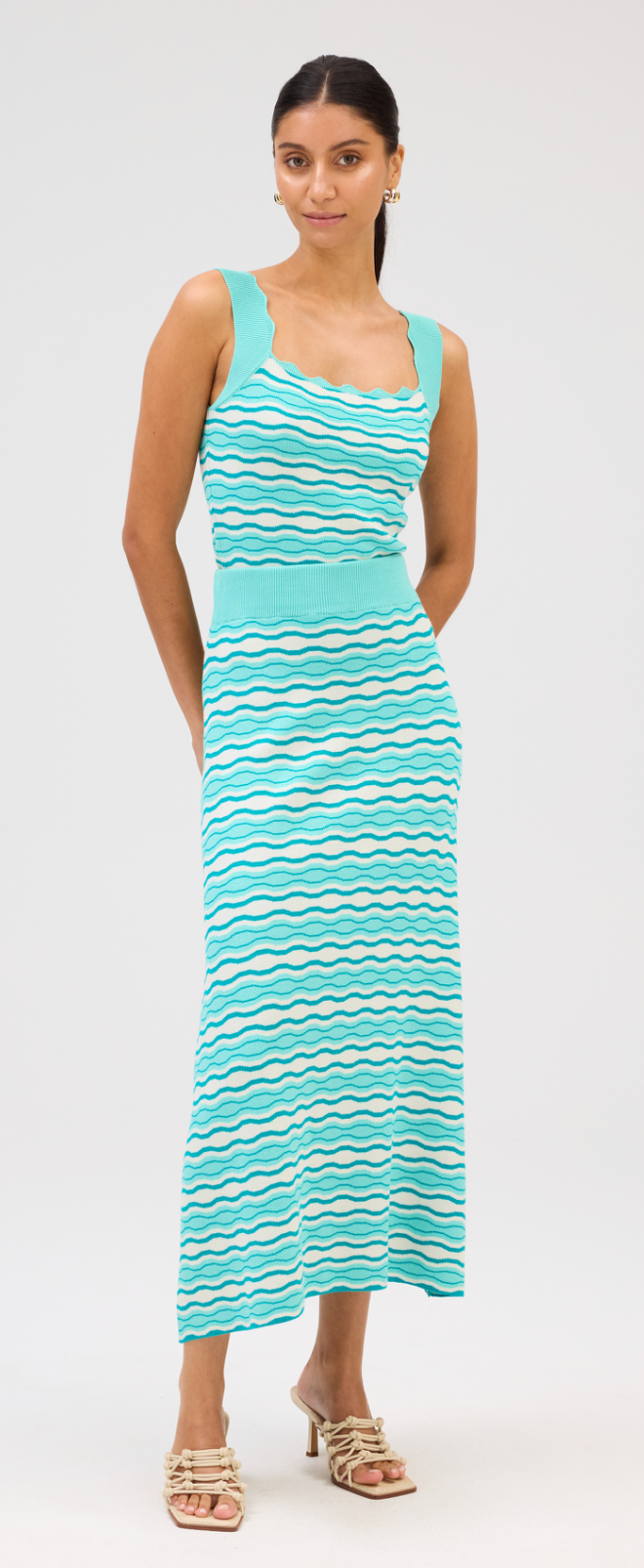 Wavy Knit Skirt in Aqua Multi