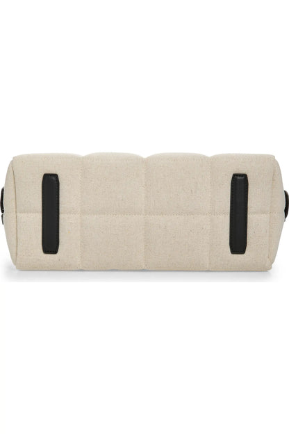 Tela Small Tote in Natural Canvas Black