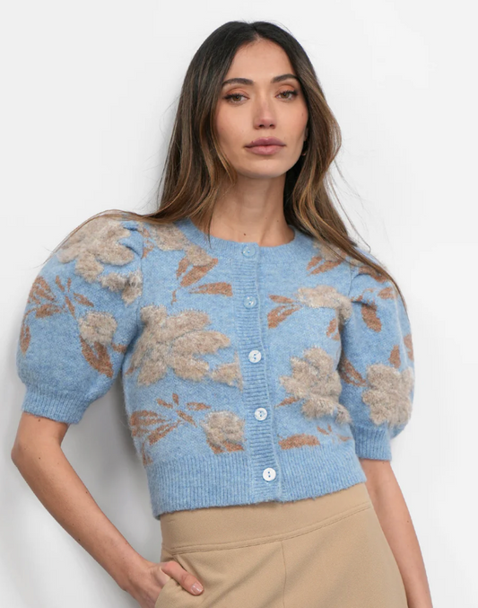 Taly Floral Puff Sleeve Cardigan