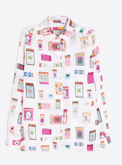 Shirt Tea Raya Rosa Seda Print