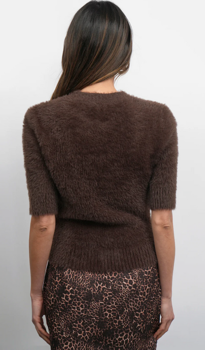 Odette Fuzzy Elbow Sleeve Knit Top