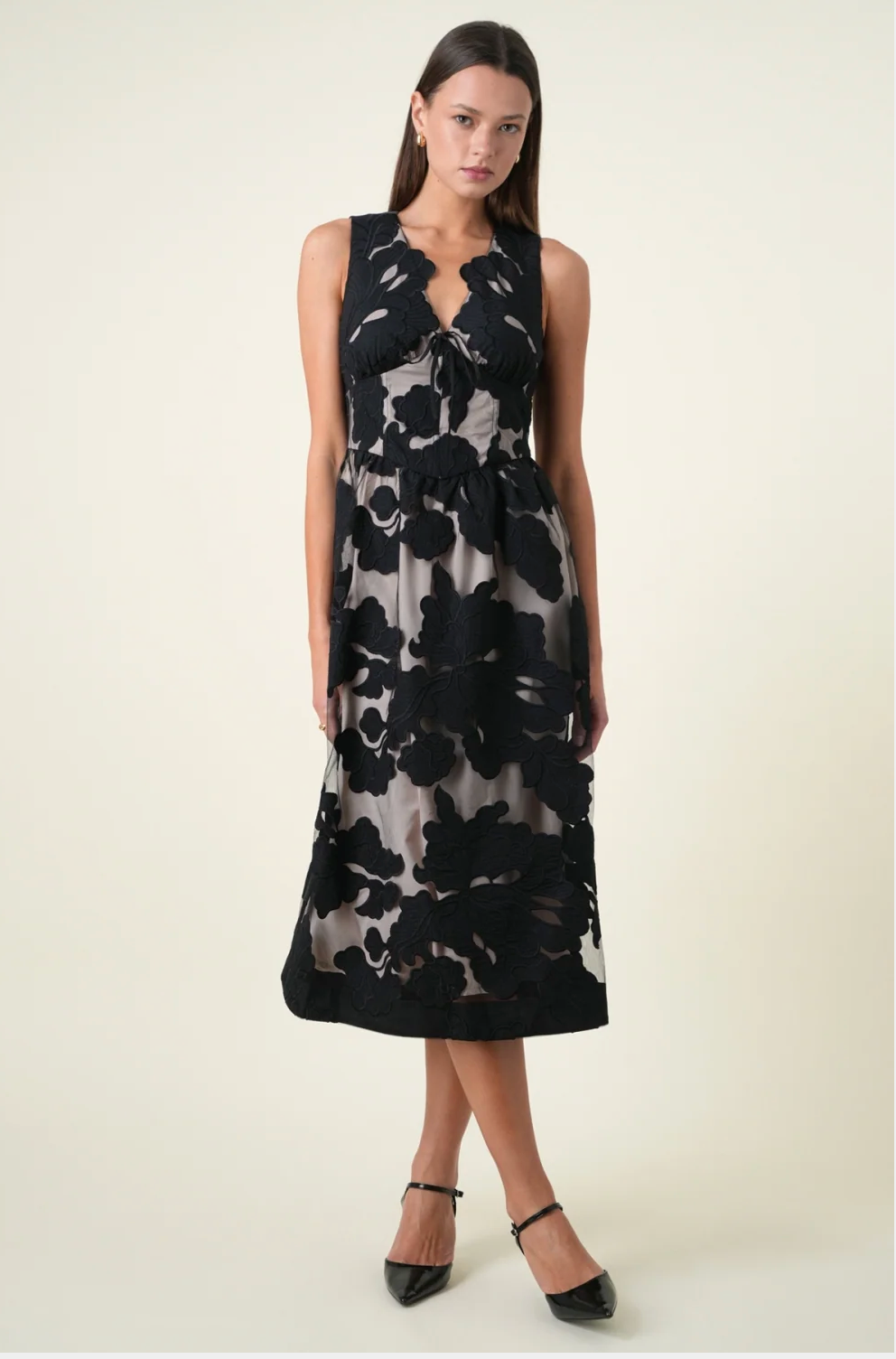 Adelyn Rae Sylvia Sleeveless Midi Dress
