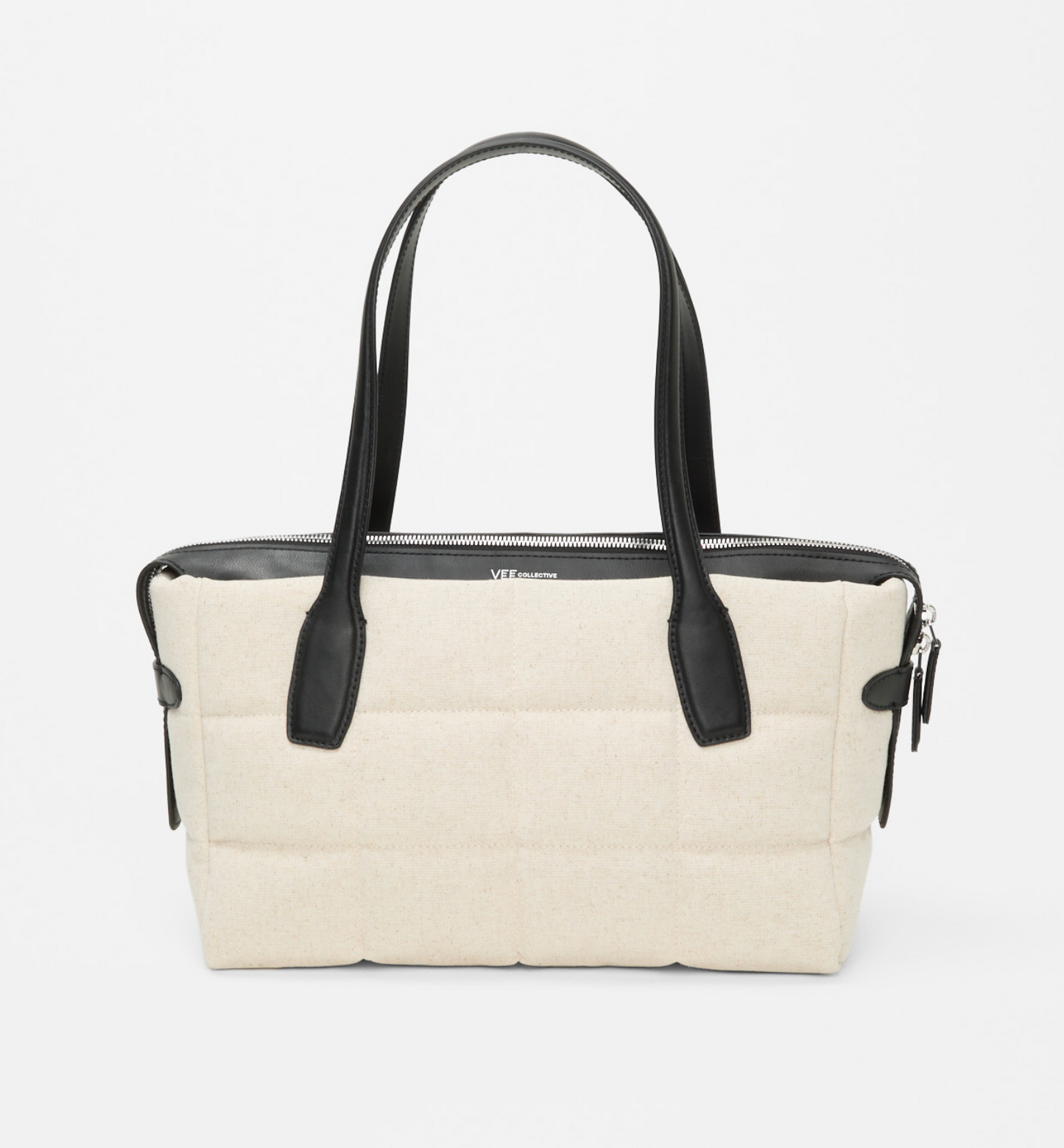 Tela Small Tote in Natural Canvas Black