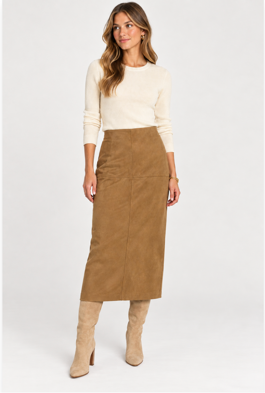 Jameson Faux Suede Midi Skirt