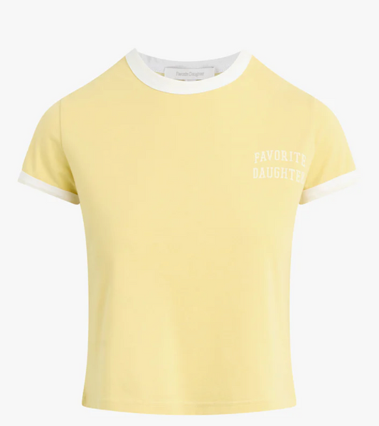 The Cropped Favorite Daughter Ringer Tee in Golden Off White