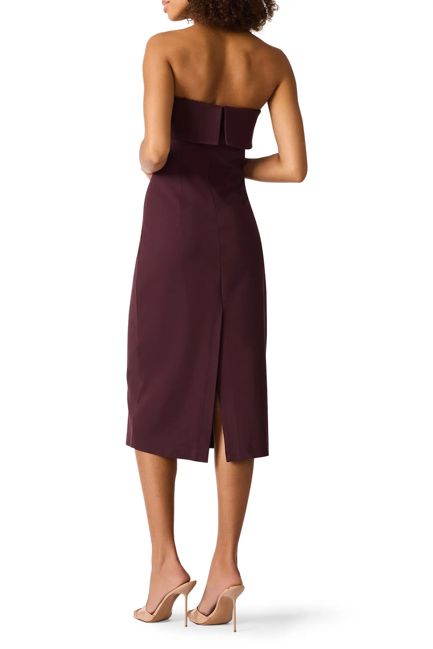 Roslynn Strapless Midi Dress in Chocolate
