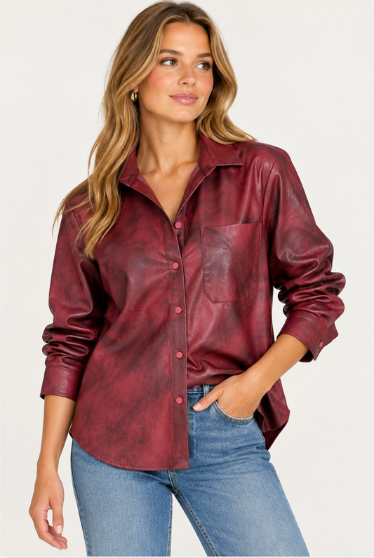 Elliott Lauren Faux Leather Button Up