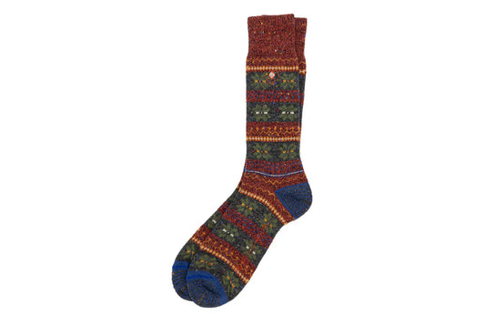 Fairisle Andean Alpaca Yarn Socks - Cranberry