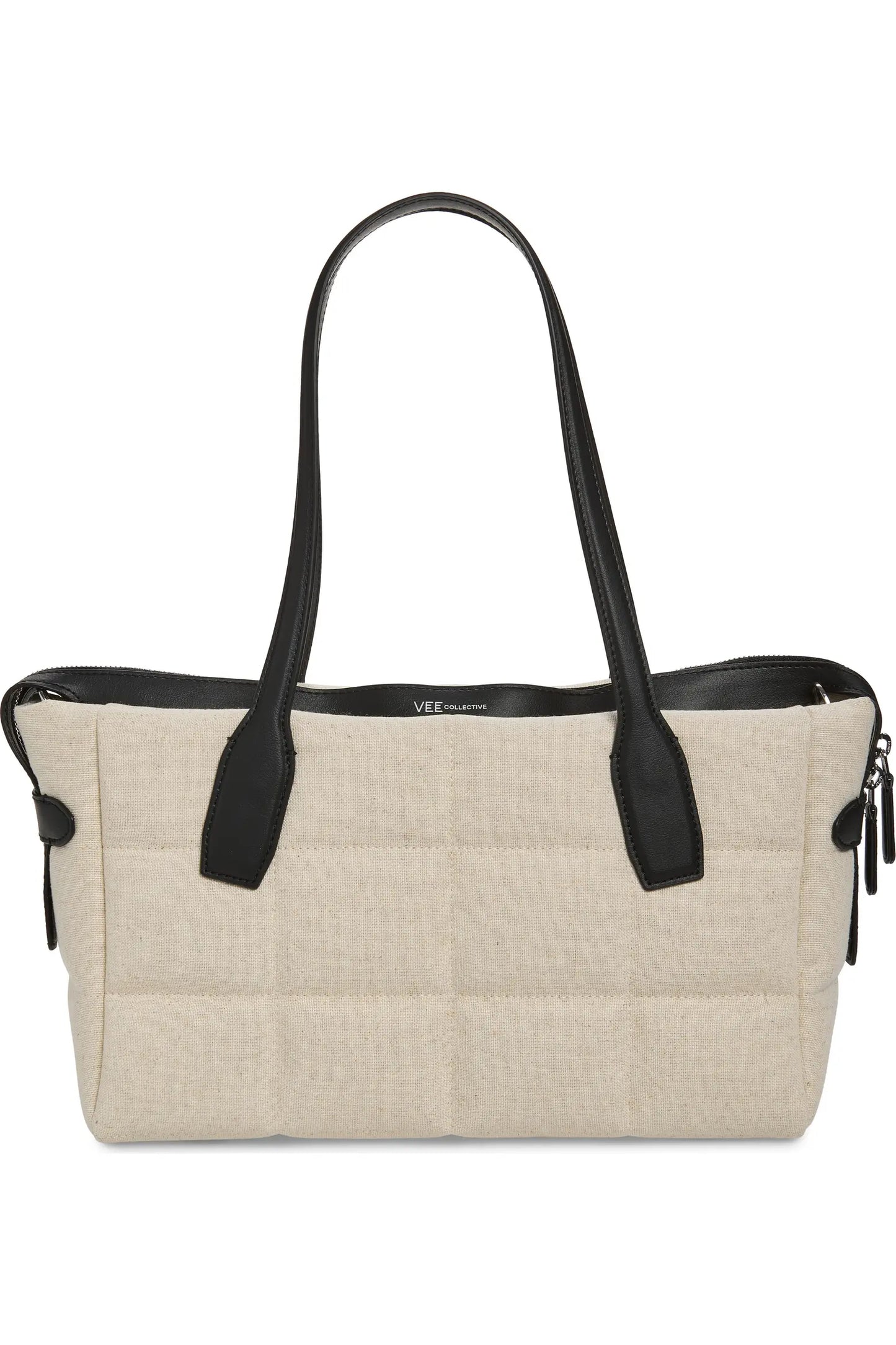 Tela Small Tote in Natural Canvas Black
