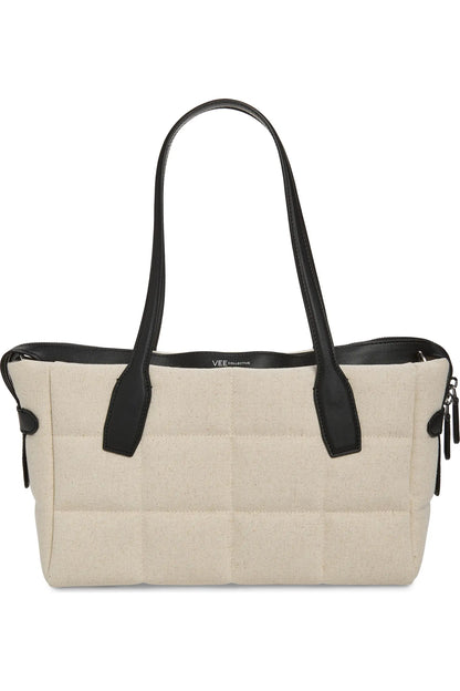 Tela Small Tote in Natural Canvas Black
