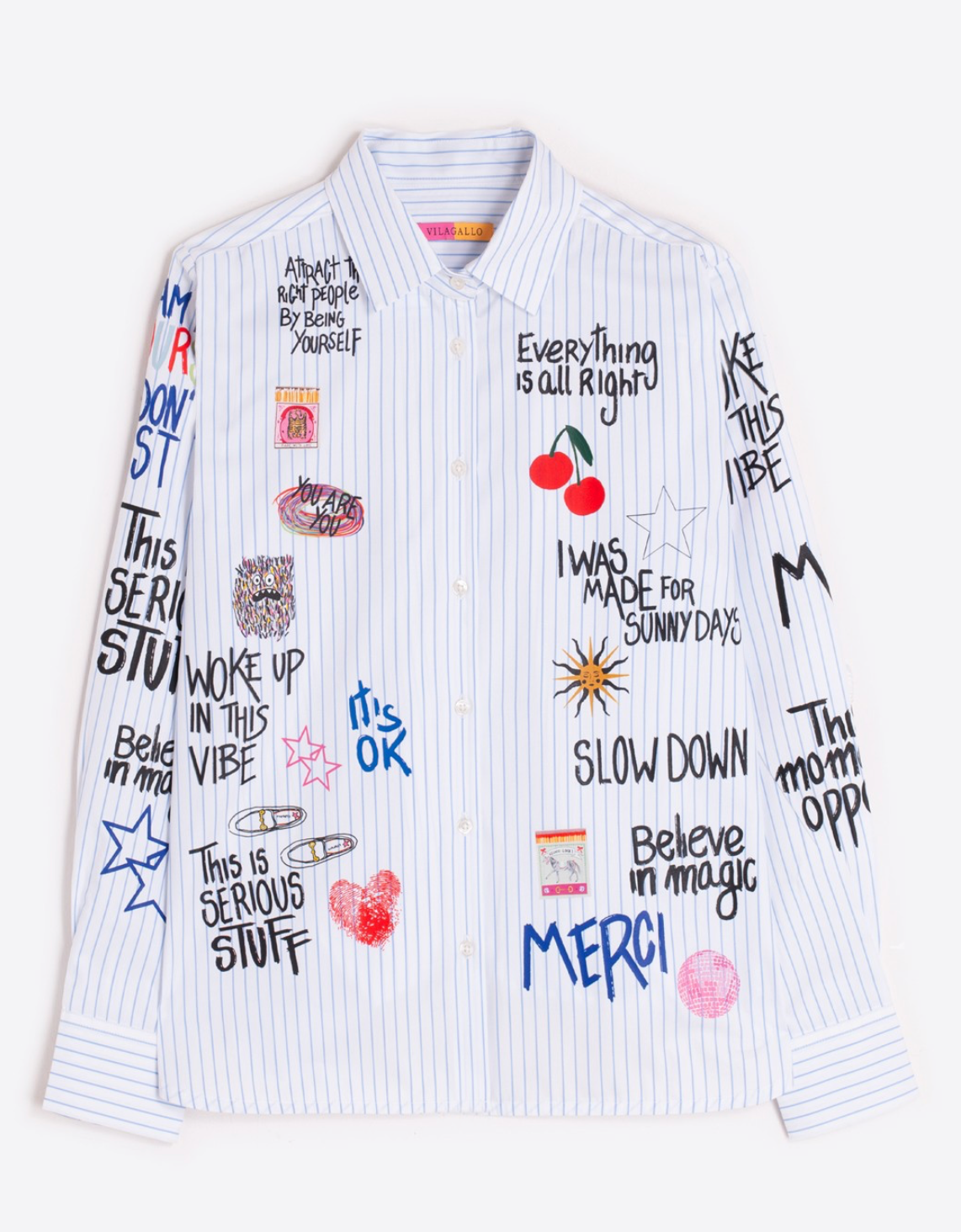 Shirt Isa Graffiti Blanco Raya Azul Claro