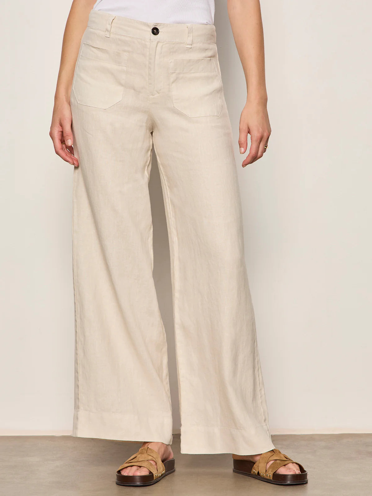 The Linen Marine Wide Leg in Summer Sand