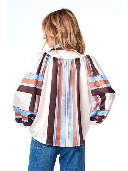 Nicolletta Engineered Striped Top