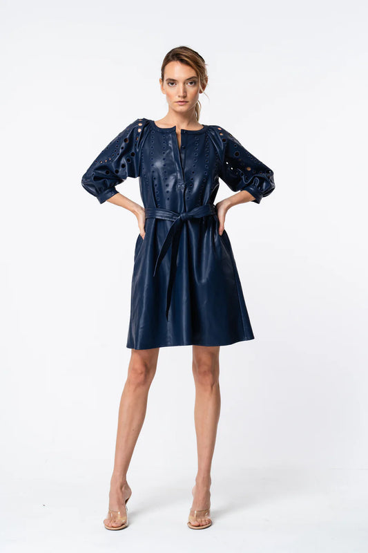 Kinna Faux Leather Shirt Dress