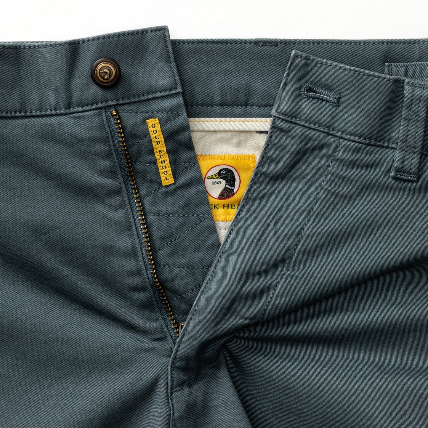 5" Gold School Chino Short in Stormy Blue