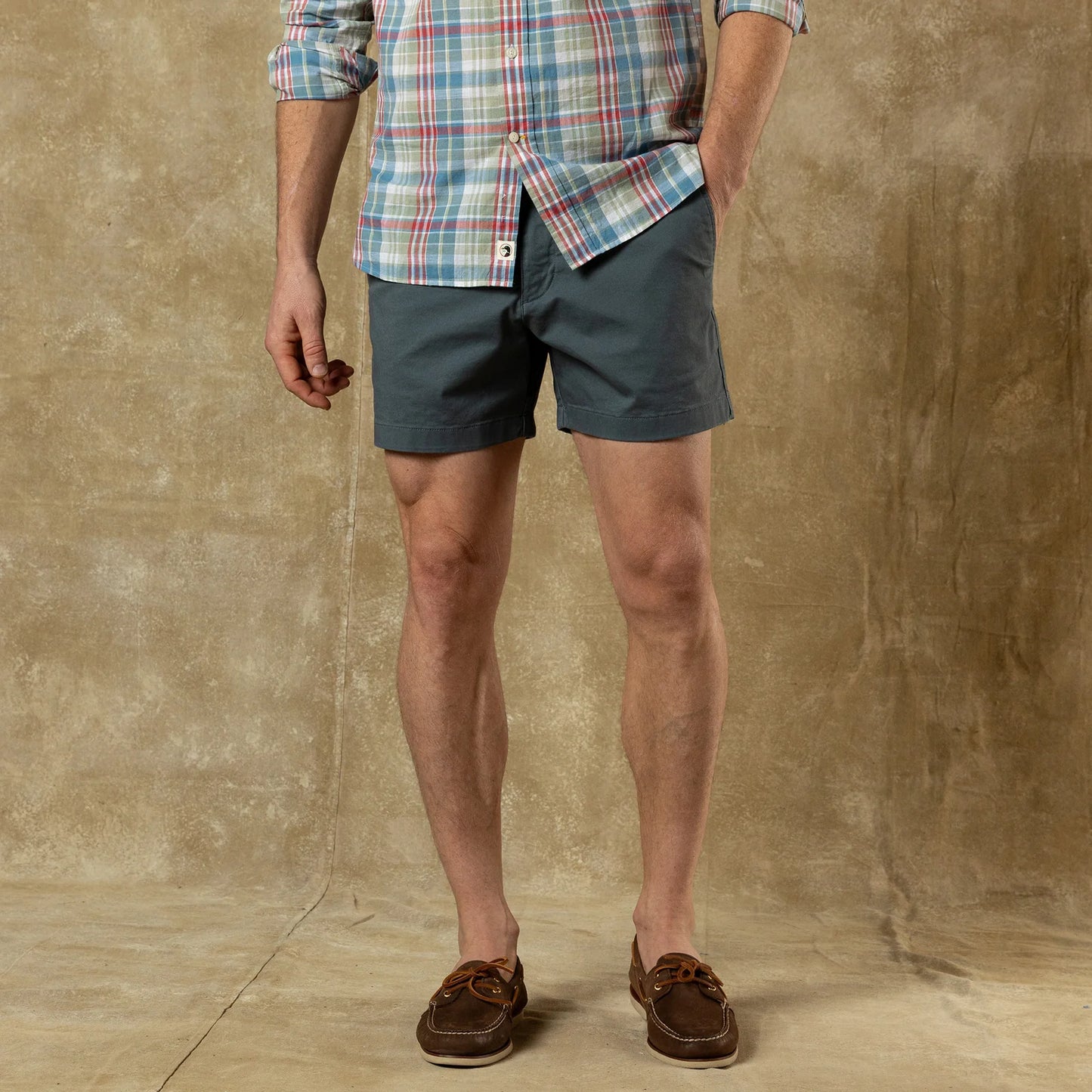 5" Gold School Chino Short in Stormy Blue