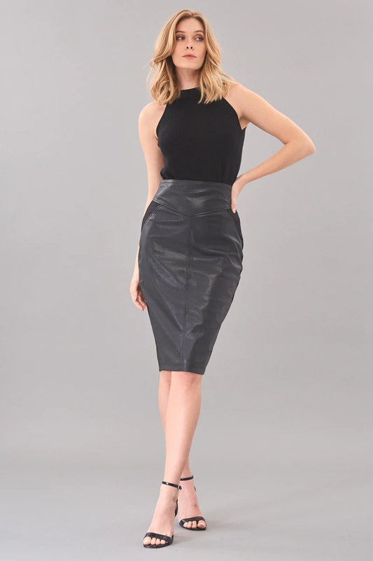 Black Leather Pencil Skirt