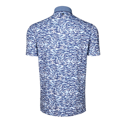 Stalking Wolf Camo Short Sleeve Polo in Wolf Blue