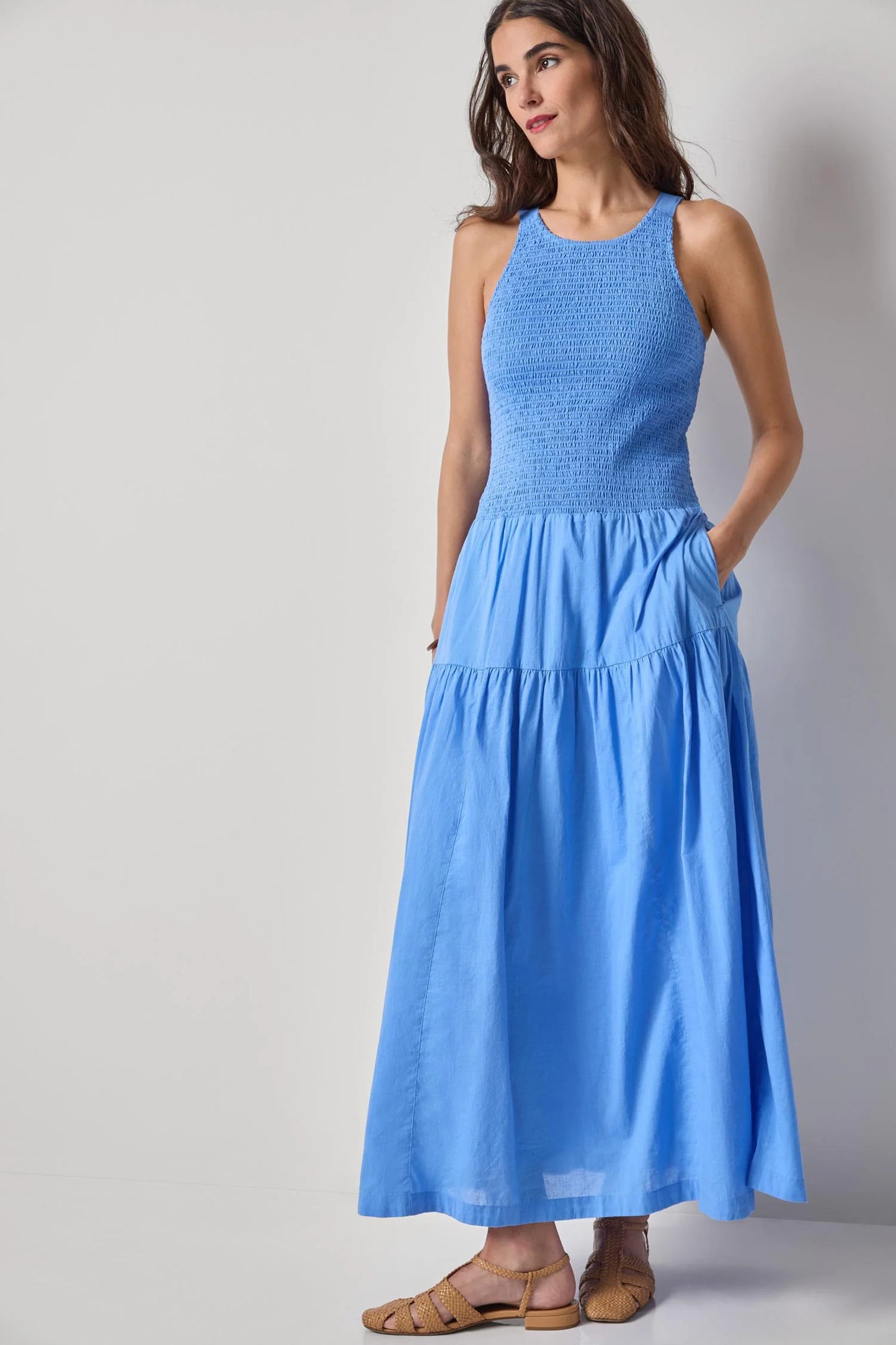 Smocked Bodice Maxi Dress in Ultramarine