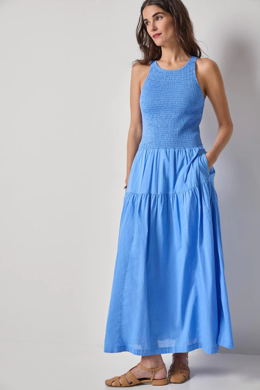 Smocked Bodice Maxi Dress in Ultramarine