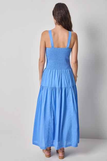 Smocked Bodice Maxi Dress in Ultramarine
