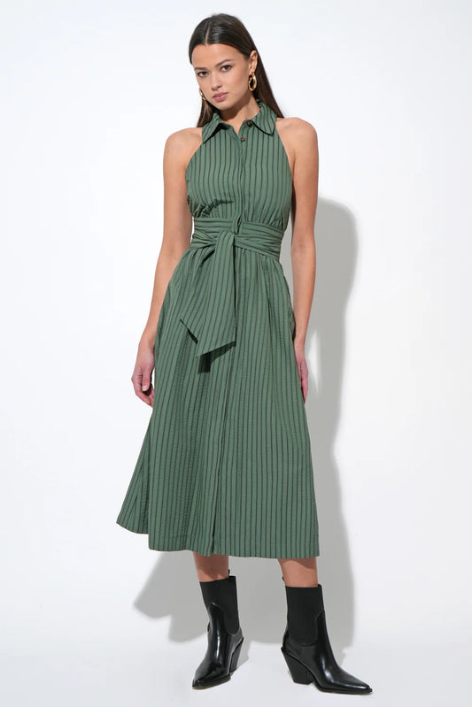 Rosa Flutter Halter Collared Dress