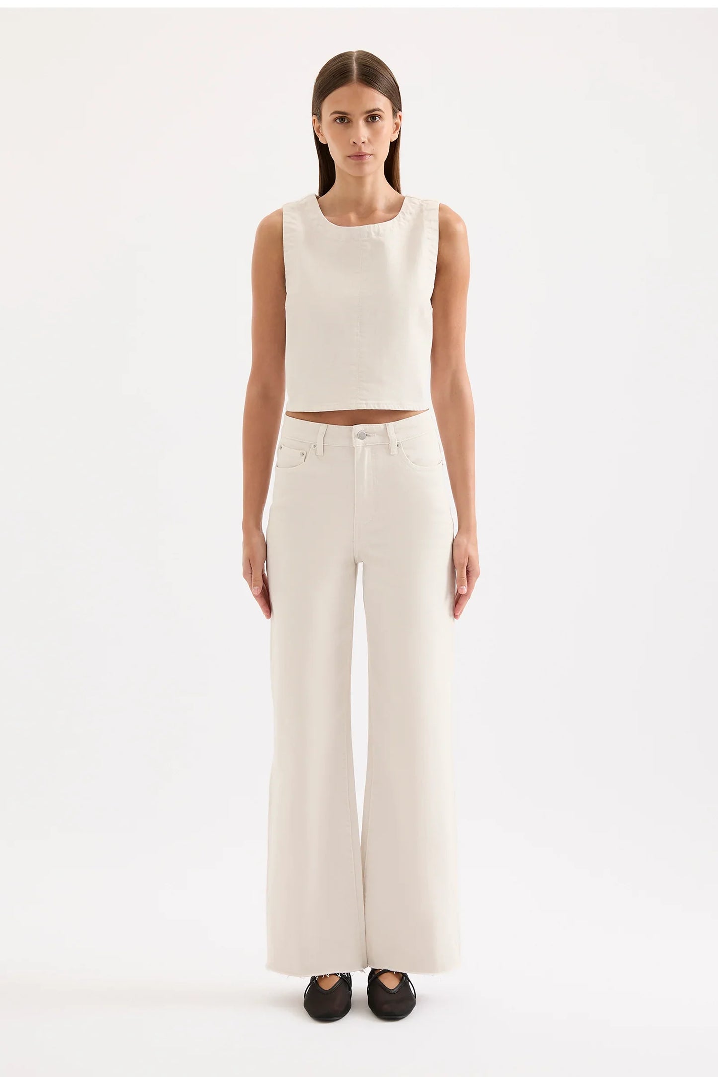 Cali Stretch Wide Leg Jeans in Dune