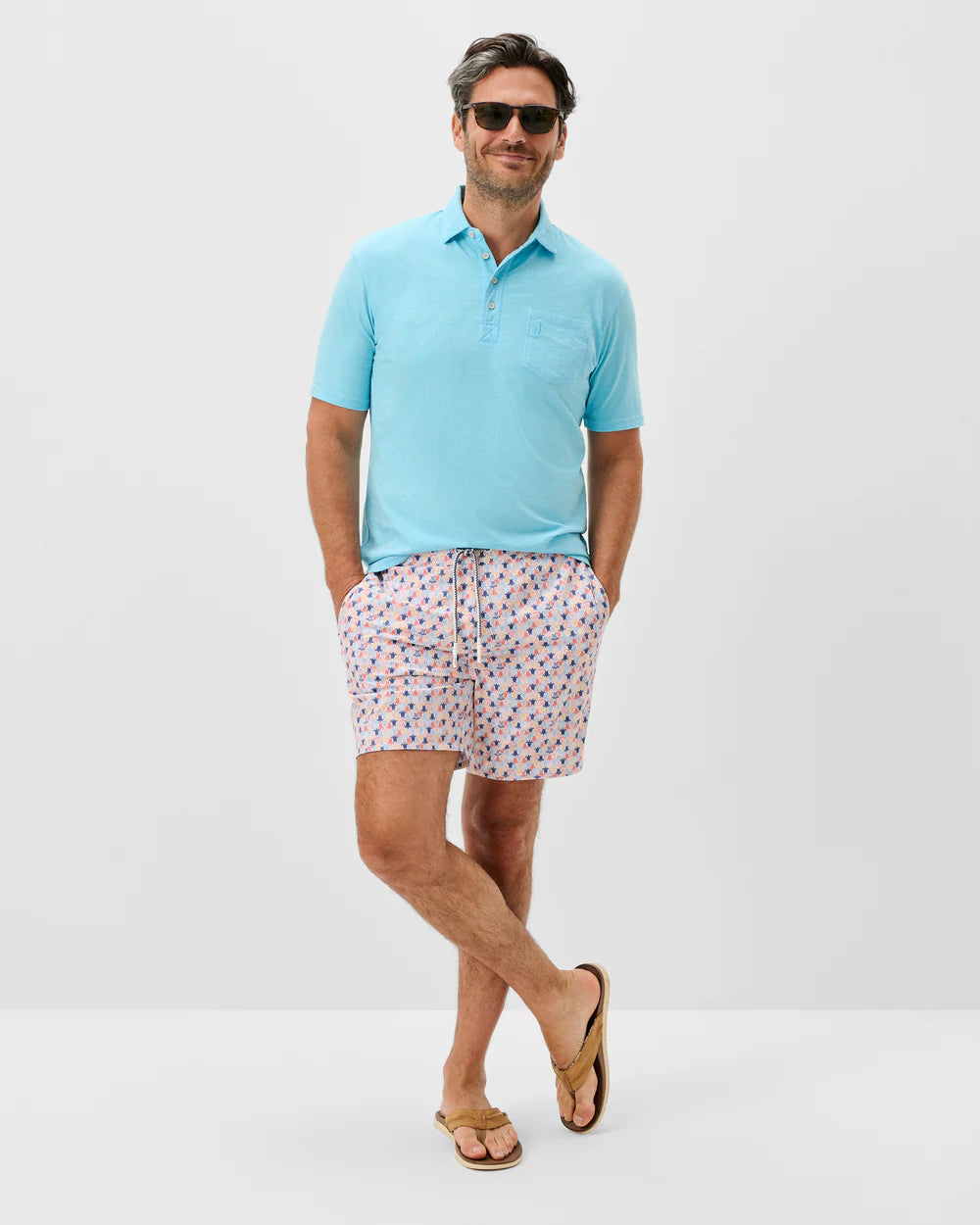 Half Elastic 7" Swim Trunks in Shelly