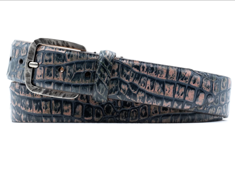 Tucson Alligator Grain Italian Calf Leather Belt - Midnight