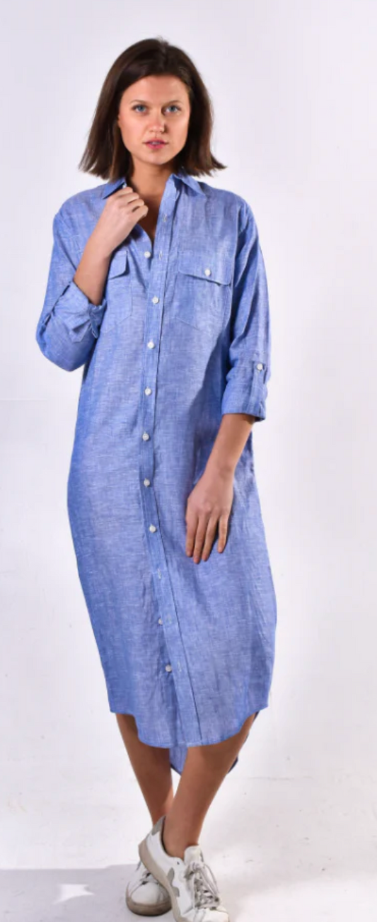 Linen Girlfriend Midi Dress