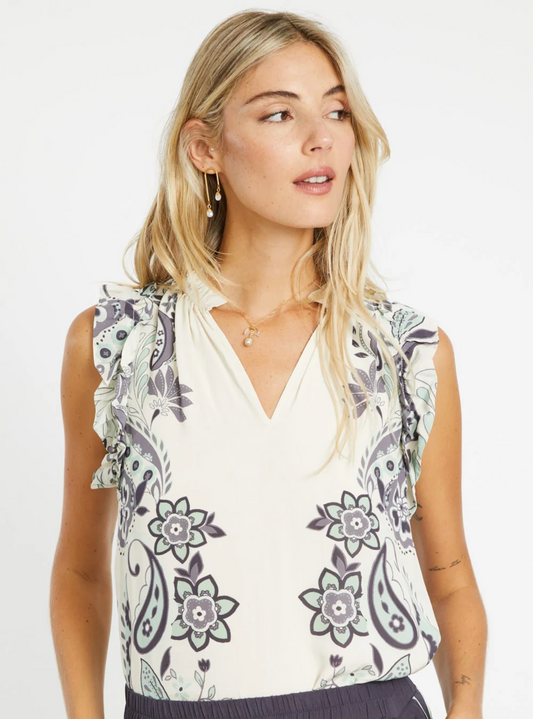 Alani Ivory Protea Paisley Top