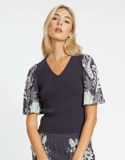 Andrea Graphite Protea Paisley Top