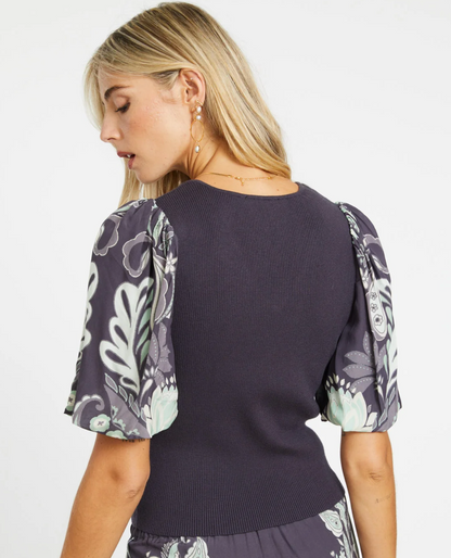 Andrea Graphite Protea Paisley Top