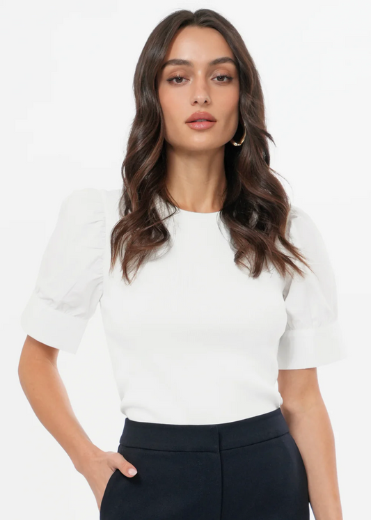 Charlie Mixed Media Knit Poplin Top