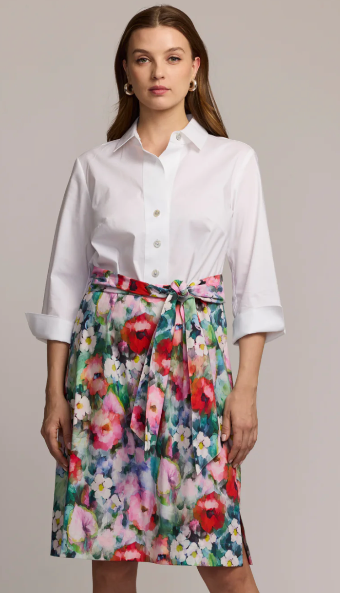Charlotte 3/4 Sleeve Watercolor Garden Combo Dress